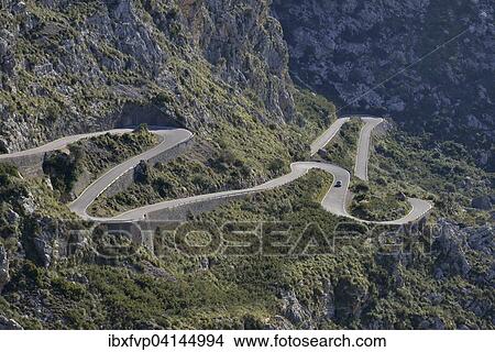 Serpentine road in the bay of Sa Calobra, Majorca, Balearic Islands, Spain, Europe View Large Photo Image Picture - Serpentine road in the bay of Sa Calobra, Majorca, Balearic Islands, Spain, Europe. Fotosearch