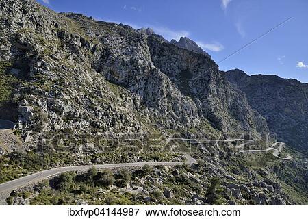 Serpentine road in the bay of Sa Calobra, Majorca, Balearic Islands, Spain, Europe View Large Photo Image Stock Photo - Serpentine road in the bay of Sa Calobra, Majorca, Balearic Islands, Spain, Europe. Fotosearch