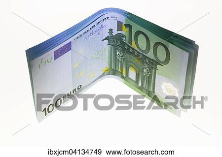 Stock Photo - Several one hundred euro bills, notes. Fotosearch