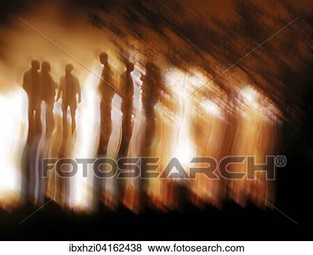 Shadowy outlines of several people in front of fire View Large Photo Image Stock Photo - Shadowy outlines of several people in front of fire. Fotosearch