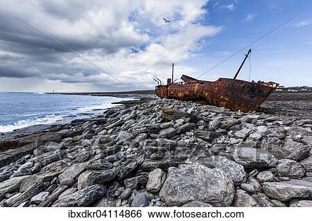 Shipwreck Plassy,? Çï? Çïstranded on the Finnish coast in 1960, Inis Oirr, Aran Islands, Ireland, Europe View Large Photo Image Stock Photograph - Shipwreck Plassy,? Çï? Çïstranded on the Finnish coast in 1960, Inis Oirr, Aran Islands, Ireland, Europe. Fotosearch