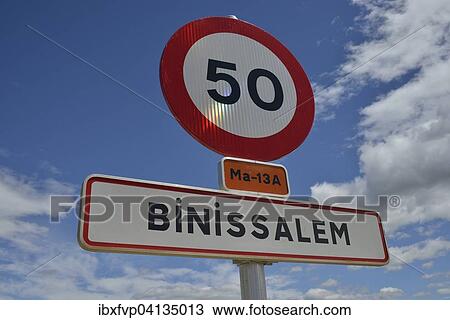 Sign at the entrance to Binissalem, Majorca, Balearic Islands, Spain, Europe View Large Photo Image Stock Image - Sign at the entrance to Binissalem, Majorca, Balearic Islands, Spain, Europe. Fotosearch