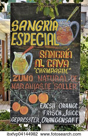 Sign for sangria outside a restaurant, Puerto de Soller, Majorca, Balearic Islands, Spain, Europe View Large Photo Image Stock Image - Sign for sangria outside a restaurant, Puerto de Soller, Majorca, Balearic Islands, Spain, Europe. Fotosearch