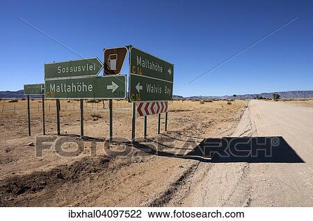 Stock Image - Signposts near Solitaire, Namibia, Africa. Fotosearch