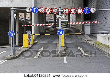 Signs, entrance to a parking deck, Dortmund, North Rhine-Westphalia, Germany, Europe View Large Photo Image Stock Image - Signs, entrance to a parking deck, Dortmund, North Rhine-Westphalia, Germany, Europe. Fotosearch