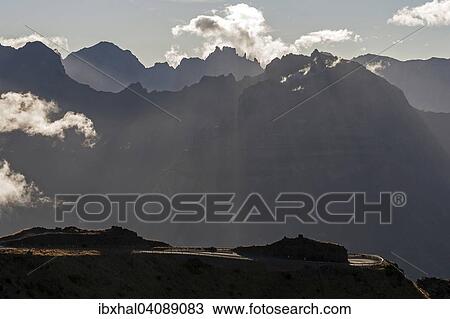 Silhouettes of the mountains in the Parque Natural de Madeira, trade wind clouds, Madeira, Portugal, Europe View Large Photo Image Stock Image - Silhouettes of the mountains in the Parque Natural de Madeira, trade wind clouds, Madeira, Portugal, Europe. Fotosearch