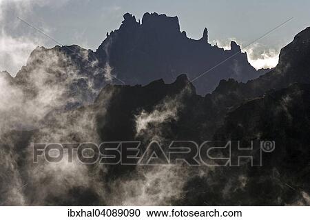 Silhouettes of the mountains in the Parque Natural de Madeira, trade wind clouds, Madeira, Portugal, Europe View Large Photo Image Stock Image - Silhouettes of the mountains in the Parque Natural de Madeira, trade wind clouds, Madeira, Portugal, Europe. Fotosearch