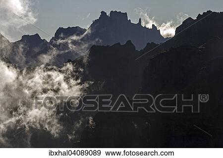 Silhouettes of the mountains in the Parque Natural de Madeira, trade wind clouds, Madeira, Portugal, Europe View Large Photo Image Stock Photo - Silhouettes of the mountains in the Parque Natural de Madeira, trade wind clouds, Madeira, Portugal, Europe. Fotosearch