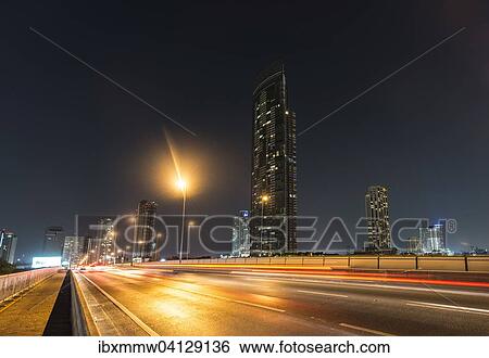 Stock Photograph - Skyline, Bridge over the river Mae Nam Chao Phraya, at night, Bangkok, Thailand, Asia. Fotosearch