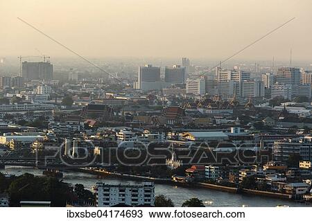 Skyline, Temple District, Wat Pho, Chao Phraya river, Bangkok, Thailand, Asia View Large Photo Image Stock Image - Skyline, Temple District, Wat Pho, Chao Phraya river, Bangkok, Thailand, Asia. Fotosearch