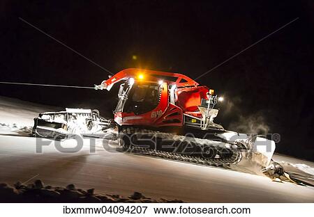 Snowcat planing ski slope with rope at night, Austria, Europe View Large Photo Image Stock Photo - Snowcat planing ski slope with rope at night, Austria, Europe. Fotosearch