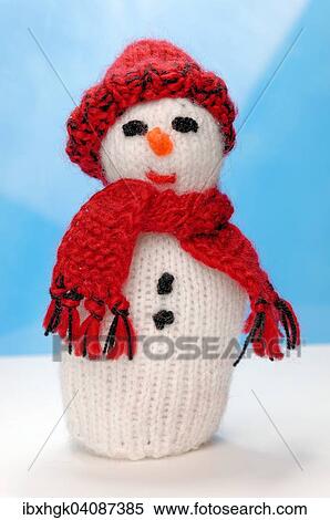 Snowman, hand-knitted View Large Photo Image Stock Photography - Snowman, hand-knitted. Fotosearch