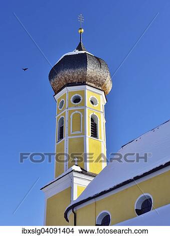 Snowy parish church, Fischbachau, Leitzachtal, Bavaria, Germany, Europe View Large Photo Image Picture - Snowy parish church, Fischbachau, Leitzachtal, Bavaria, Germany, Europe. Fotosearch