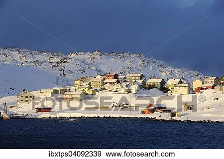 Snowy settlement, Honningsvag, Mageroya, Nordkapp, Finnmark County, Norway, Europe View Large Photo Image Stock Photo - Snowy settlement, Honningsvag, Mageroya, Nordkapp, Finnmark County, Norway, Europe. Fotosearch
