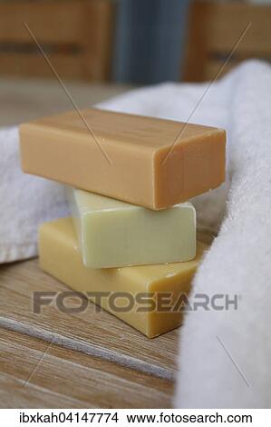 Picture - Soap pieces with terry towel. Fotosearch
