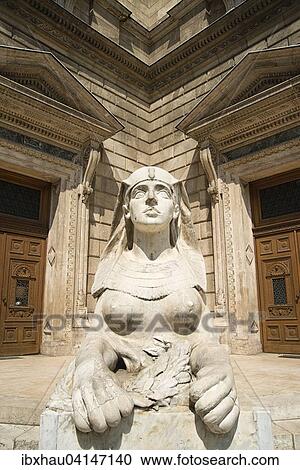Stock Image - Sphinx statue in front of Hungarian State Opera House, Budapest, Hungary, Europe. Fotosearch