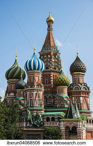 Stock Photograph - St. BasilÂ´s cathedral on the red square, Moscow, Russia, Europe. Fotosearch