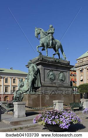 Stock Photo - Statue of Gustav II. Adolf, Gustav Adolfs Torg, Norrmalm, Stockholm, Sweden, Europe. Fotosearch