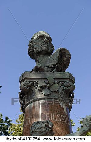 Statue of John Ericsson, engineer, Berzelii Park on Nybroplan, Norrmalm, Stockholm, Sweden, Europe View Large Photo Image Picture - Statue of John Ericsson, engineer, Berzelii Park on Nybroplan, Norrmalm, Stockholm, Sweden, Europe. Fotosearch
