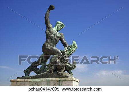 Statue of the Dragonslayer on Gellert Hill, Budapest, Hungary, Europe View Large Photo Image Stock Photography - Statue of the Dragonslayer on Gellert Hill, Budapest, Hungary, Europe. Fotosearch