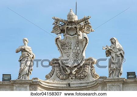 Statues on top of St. Peter's Basilica, Vatican, Rome, Lazio, Italy, Europe View Large Photo Image Stock Photo - Statues on top of St. Peter's Basilica, Vatican, Rome, Lazio, Italy, Europe. Fotosearch