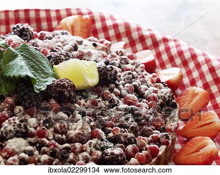 Picture - Still life with red currant cake. Fotosearch