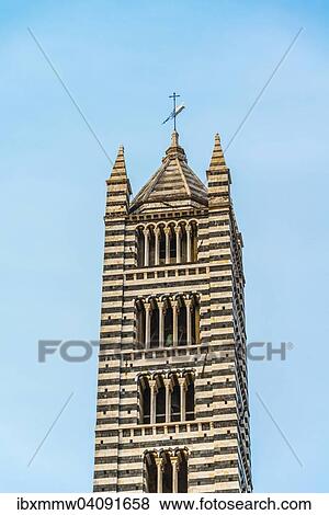 Stock Photo - Striped tower, Siena Cathedra, Siena, Tuscany, Italy, Europe. Fotosearch
