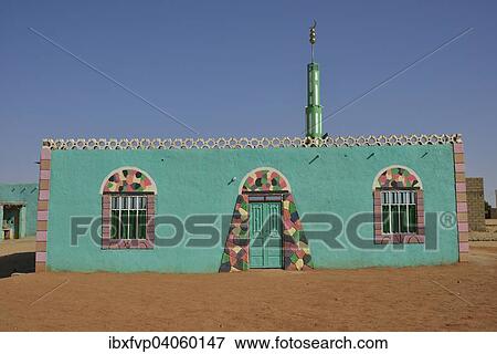 Sufi Gadria Mokakshfia Mosque, typical colourful Nubian, pattern, Al Dabbah, Northern State, Nubia, Sudan, Africa View Large Photo Image Stock Photo - Sufi Gadria Mokakshfia Mosque, typical colourful Nubian, pattern, Al Dabbah, Northern State, Nubia, Sudan, Africa. Fotosearch