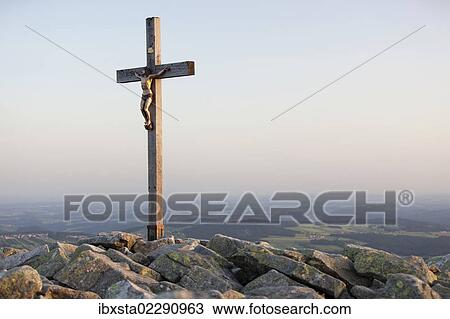 Summit cross of Mt Lusen, Bavarian Forest, Bavaria, Germany, Europe View Large Photo Image Stock Image - Summit cross of Mt Lusen, Bavarian Forest, Bavaria, Germany, Europe. Fotosearch