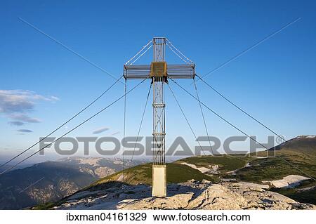 Stock Photo - Summit cross on Waxriegel mountain, Schneeberg, Vienna Alps, Lower Austria, Austria, Europe. Fotosearch