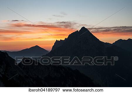 Sunrise in the mountains, Grosser Odstein mountain, Gesause National Park, Styria, Austria, Europe View Large Photo Image Stock Photo - Sunrise in the mountains, Grosser Odstein mountain, Gesause National Park, Styria, Austria, Europe. Fotosearch