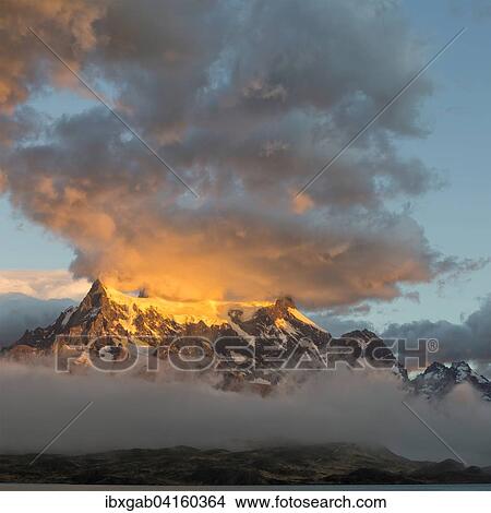 Sunrise over Cuernos del Paine, Lago Pehoe, Torres del Paine National Park, Chilean Patagonia, Chile, South America View Large Photo Image Picture - Sunrise over Cuernos del Paine, Lago Pehoe, Torres del Paine National Park, Chilean Patagonia, Chile, South America. Fotosearch