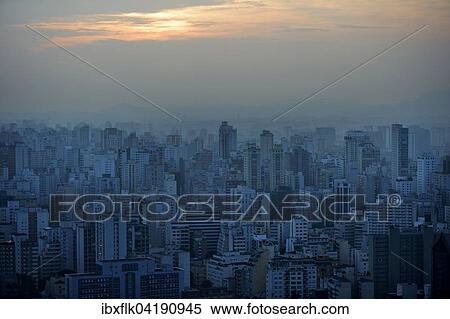 Sunset above cityscape with skyscrapers, Sao Paulo, Brazil, South America View Large Photo Image Stock Photography - Sunset above cityscape with skyscrapers, Sao Paulo, Brazil, South America. Fotosearch