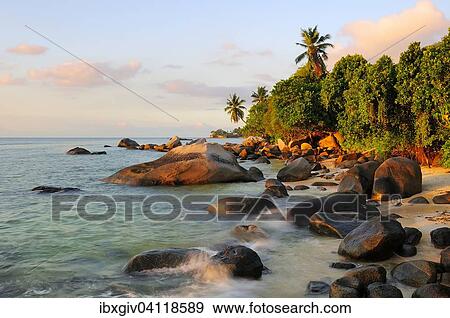 Sunset on the beach of Anse Forbans, Mahe Island, Seychelles, Africa View Large Photo Image Stock Photo - Sunset on the beach of Anse Forbans, Mahe Island, Seychelles, Africa. Fotosearch