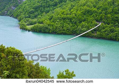 Suspension bridge across the Black Drin River, Albania, Europe View Large Photo Image Stock Photography - Suspension bridge across the Black Drin River, Albania, Europe. Fotosearch