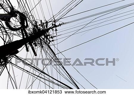 Tangled power cables on a power pole, Kochi, Kochi, India, Asia View Large Photo Image Stock Image - Tangled power cables on a power pole, Kochi, Kochi, India, Asia. Fotosearch
