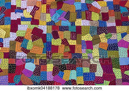 Stock Photo - Tapestry of colourful patches, detail, Rajasthan, India, Asia. Fotosearch