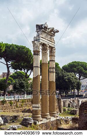 Temple of Castor and Pollux, 484 BC, Corinthian columns, Roman Forum, Rome, Lazio, Italy, Europe View Large Photo Image Stock Photo - Temple of Castor and Pollux, 484 BC, Corinthian columns, Roman Forum, Rome, Lazio, Italy, Europe. Fotosearch