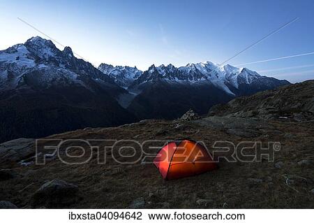 Tent in the morning, view of Mont Blanc, Chamonix, Alps, France, Europe View Large Photo Image Stock Image - Tent in the morning, view of Mont Blanc, Chamonix, Alps, France, Europe. Fotosearch