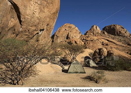 Stock Photo - Tents at the Spitzkoppe Camp, Spitzkoppe, Damaraland, Namibia, Africa. Fotosearch