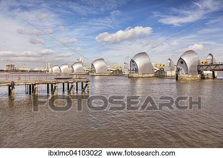 Thames Barrier and an old jetty, London, England, United Kingdom, Europe View Large Photo Image Stock Image - Thames Barrier and an old jetty, London, England, United Kingdom, Europe. Fotosearch