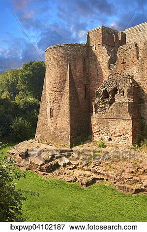 The 12th century medieval Norman ruins of Goodrich Castle fortifications, Goodrich, Herefordshire, England, United Kingdom, Europe View Large Photo Image Stock Photo - The 12th century medieval Norman ruins of Goodrich Castle fortifications, Goodrich, Herefordshire, England, United Kingdom, Europe. Fotosearch