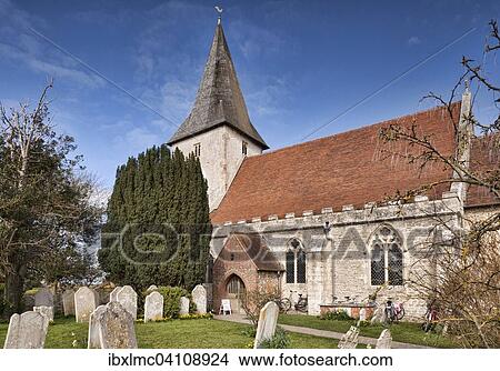 Picture - The 14th century Holy Trinity Church, at Bosham, West Sussex, England, United Kingdom, Europe. Fotosearch