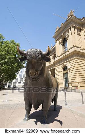 The bull of the sculpture Bull and Bear at the stock exchange, Frankfurt am Main, Hesse, Germany, Europe View Large Photo Image Stock Photo - The bull of the sculpture Bull and Bear at the stock exchange, Frankfurt am Main, Hesse, Germany, Europe. Fotosearch