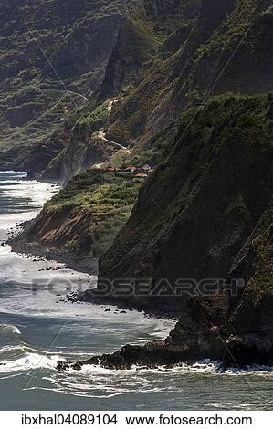 The cliffs in the north of Madeira in Ponta Delgada, Madeira, Portugal, Europe View Large Photo Image Picture - The cliffs in the north of Madeira in Ponta Delgada, Madeira, Portugal, Europe. Fotosearch