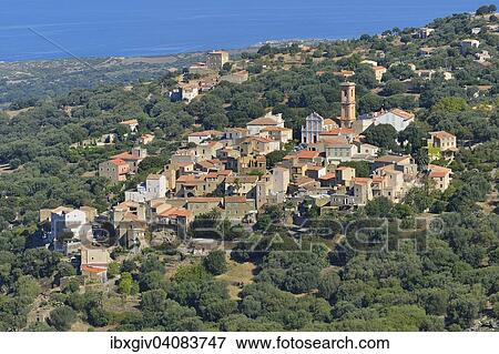 Stock Photo - The mountain village of Aregno, Balagne, Haute-Corse, Corsica, France, Europe. Fotosearch