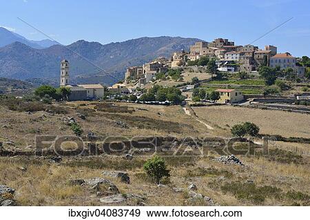 The mountain village of Sant'Antonio, Balagne, Haute-Corse, Corsica, France, Europe View Large Photo Image Stock Photo - The mountain village of Sant'Antonio, Balagne, Haute-Corse, Corsica, France, Europe. Fotosearch