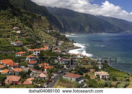 Stock Image - The north coast of Madeira, in Ponta Delgada, Madeira, Portugal, Europe. Fotosearch