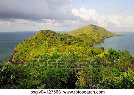 Stock Image - The northern tip of the island Grande-Terre with the Baie de Handreman, Mayotte, Africa. Fotosearch