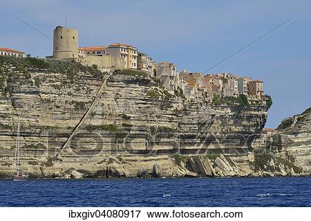 The old town on the cliffs with the stairs of the King of Aragon, Bonifacio, Corse-du-Sud, Corsica, France, Europe View Large Photo Image Stock Photo - The old town on the cliffs with the stairs of the King of Aragon, Bonifacio, Corse-du-Sud, Corsica, France, Europe. Fotosearch